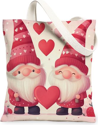 Generic Valentines Day Dolphin Canvas Tote Bag for Shopping 13x15, Fun Romantic Love Heart Reusable Grocery Print Bag for Women, Couple Lover Beach Aesthetic 