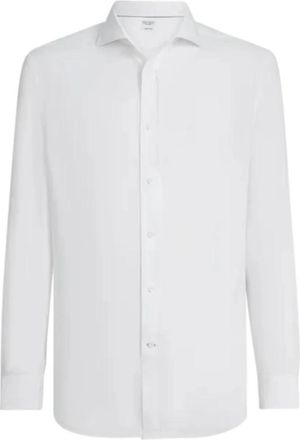 Brunello Cucinelli Linnen Easy Fit Overhemd met gespreide kraag - Heren - Casual Overhemden - Wit - 2XL - Linnen - Overhemden