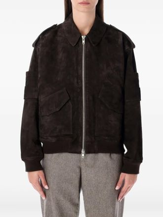 s.w.o.r.d flap-pocket leather jacket - women - Suede - 42 - Brown