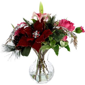 Mark Roberts Jeweled Poinsettia Flower Vase in Red at Nordstrom