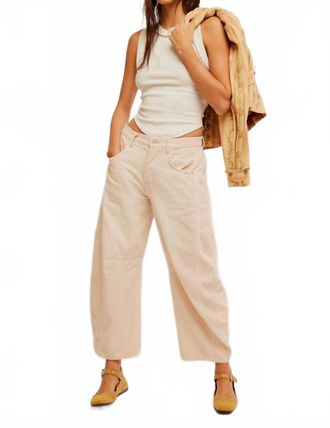 Free People Good Luck Mid-Rise Cord Barrel Jeans In Crystal Grey