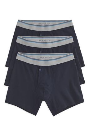 Mack Weldon Assorted 3-Pack Stretch Pima Cotton Boxer Briefs in Total Eclipse at Nordstrom, Size X-Large