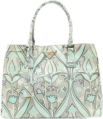 Prada 2010-2025 medium Galleria Saffiano tas met bloemenprint - Groen