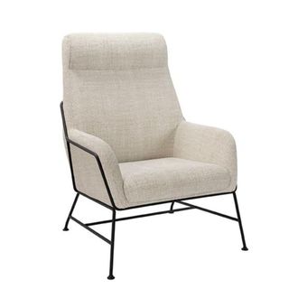 Koketto Home Butaca alta en tejido jaspeado beige y estructura de metal