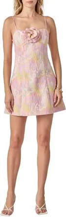 endless rose Rosette Jacquard Minidress in Pink Multi at Nordstrom Rack, Size Medium