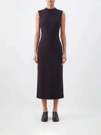 Maison Margiela Sleeveless Midi Sheath Dress in Wool with Four Stitches