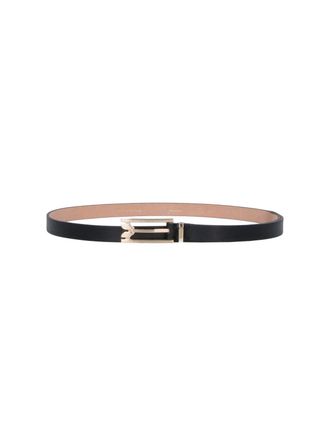 Victoria Beckham Slim Black Geometric Buckle Belt
