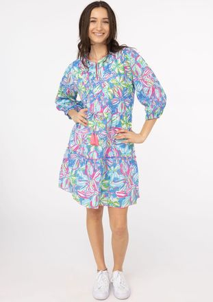 Zwillingsherz Sommerkleid »Blumentraum« mit floralem Muster, zum Binden mit Tasseln, kontrastfarbige Details