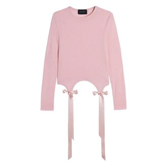 Simone Rocha T-shirt with Bows - female - Simone Rocha - Long Sleeve T-Shirts - Pink - XS - Tops