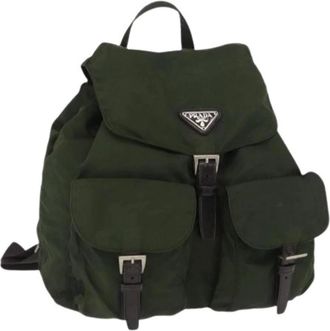 Prada Pre-owned Backpacks, female, Green, Size: ONE SIZE Pre-owned Nylon Backpack