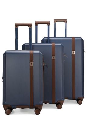 Elle Luxe Journey 3 Piece Expandable Retro Spinner Luggage Set in Navy at Nordstrom
