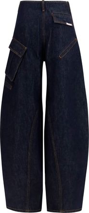 Self Portrait Womens Cargo Jeans Blue Cotton