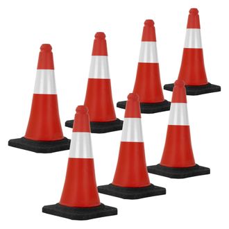 ECD Germany Ecd Germany - 7x Cono De Tr&aacute;fico Obra Pieza De Se&ntilde;alizaci&oacute;n Emergencia Color Rojo Y Blanco 51 Cm De Altura Con Base Pesada Y Robusto Pil&oacute;n De Segurida