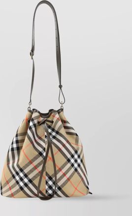 Burberry check medium cotton drawstring bucket shoulder bag