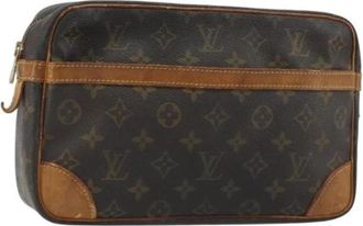 Louis Vuitton Pre-owned Monogram Clutch Bag - Dames - Vintage Clutch - Bruin - ONE Size - Leer - Vintage