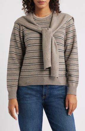 Wit & Wisdom Twofer Tie Sleeve Sweater in Heather Brown/Rose Smoke at Nordstrom Rack, Size Small