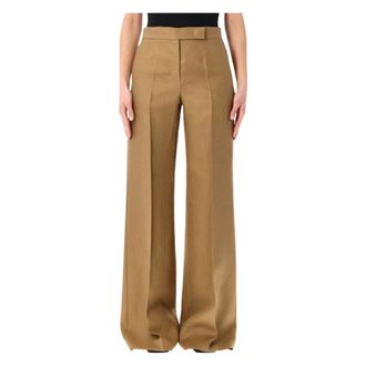 Max Mara Wide Trousers, female, Brown, Size: M Badesse Wide-Leg Trousers