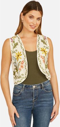 Yumi Floral Embroidered Cotton Waist Coat in Multi at Nordstrom, Size Medium