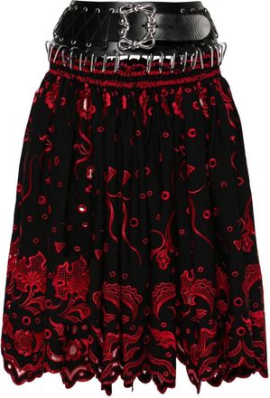 Chopova Lowena Ida Carabiner midi skirt - women - Polyester/Cotton/Calf Leather - M - Black