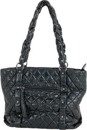 Chanel Black Leather Shoulder Bag Tote Bag (Pre-Owned)