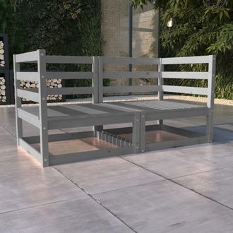 vidaXL Sof&aacute; De Jard&iacute;n 2 Plazas Gris Madera Maciza Pino Vidaxl
