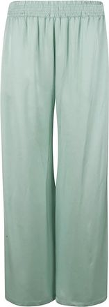 Fabiana Filippi Elegante Broek - Dames - Wijde Broeken - Groen - S - Satijn - Broeken