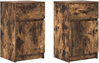 vidaXL Vidaxl - Bedside Cabinets 2 pcs Smoked Oak 39x35x65 cm Engineered Wood