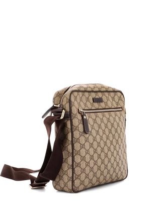 Gucci Front Zip Messenger GG Coated Canvas Medium crossbody bag - Bruin