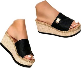 Generic Wedge Sandals for Women,2026 New Womens Orthopedic Wedge Sandals,Multicolor Platform Espadrille Sandal,Woven High Heels Open Toe Espadrilles Wedges Bo