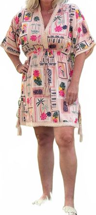 America & Beyond Maui Mini Dress In Beige Multi