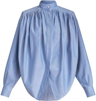 Etro pleated cotton shirt - women - Cotton - 46 - Blue