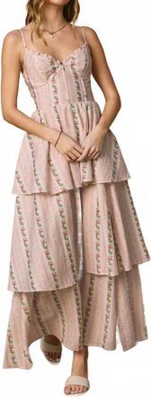 Dress Forum Womens Tea Party Tiered Maxi Dress In Pink Multi