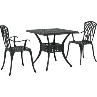 vidaXL Vidaxl Set De Bistro De Jard&iacute;n 3 Piezas De Aluminio Fundido Negro