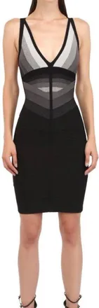 H&eacute;rve L&eacute;ger Black/Grey Bandage Dress Size M