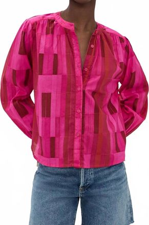 Natalie Martin Tolan Shirt In Sea Glass Cotton Pink