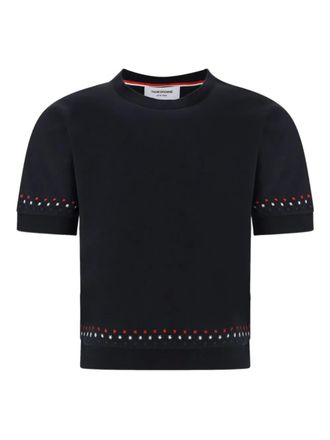 Thom Browne snowflake-embroidery crew-neck T-Shirt - Black