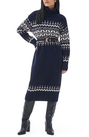 Barbour Patrisse Fair Isle Long Sleeve Sweater Dress in Navy at Nordstrom, Size 4 Us