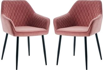 Ainpecca Dining Chairs 2pcs Velvet Kitchen Chairs Upholstered Seat with Backrest and Armrest Office chair, Rose