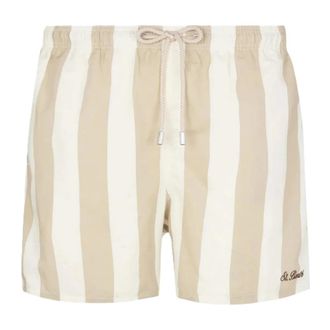 MC2 Saint Barth Beachwear, male, Beige, Size: M Syros Swim Shorts With Back Pocket