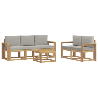 vidaXL Conjunto De Sof&aacute;s De Exterior 6 Pcs Blanco Y Gris Claro Vidaxl
