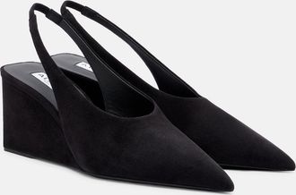 Alaia Ala&iuml;a Cube 75 wedge slingback suede pumps