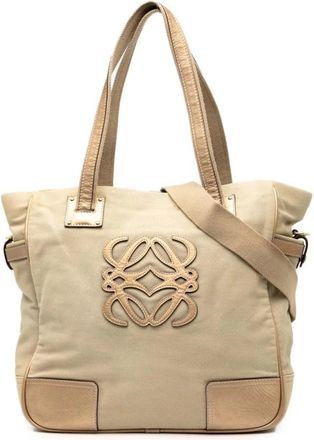 Loewe Pre-owned Tote Bags, female, Brown, Size: ONE SIZE Pre-owned Canvas Tote Bag