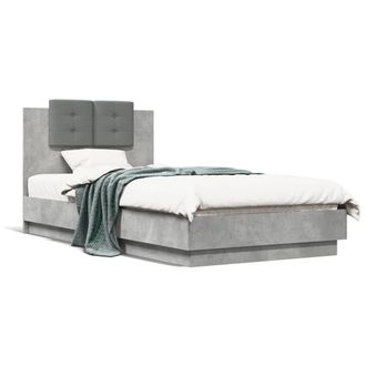Berkfield Home Bed Frame with LED without Mattress Concrete Grey 75x190 cm Small Single