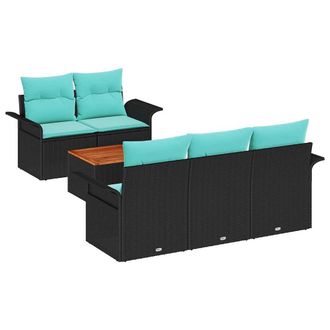 vidaXL Conjunto De Sof&aacute;s De Jard&iacute;n 6 Pcs Negro Rat&aacute;n Sint&eacute;tico Vidaxl