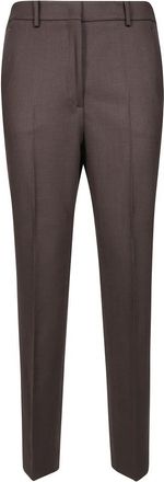 Incotex Elastische wollen broek achterkant - Dames - Slim Fit Broeken - Bruin - XS - Wol - Broeken