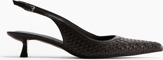 H&M Geflochtene Slingbacks aus Leder - Brown