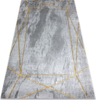 RugsX Tappeto Emerald Esclusivo 1022 Glamour, Elegante G&eacute;om&eacute;trique, Marmo Grigio / Oro Grey 160x220 Cm