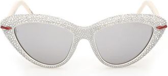 Christian Louboutin 56mm Cat Eye Sunglasses in White /Smoke Mirror at Nordstrom
