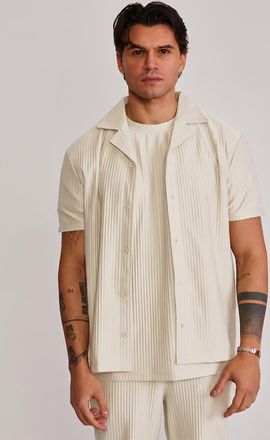 Siksilk Camisa de Hombre Ecru Plisada XXL