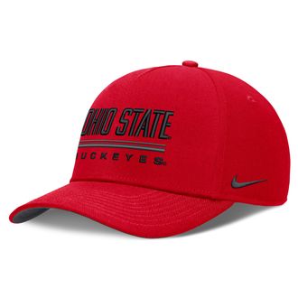 Nike Ohio State Sideline Practice Rise Nike Mens Dri-FIT College Adjustable Hat in Red | NC0665NOH-RKB